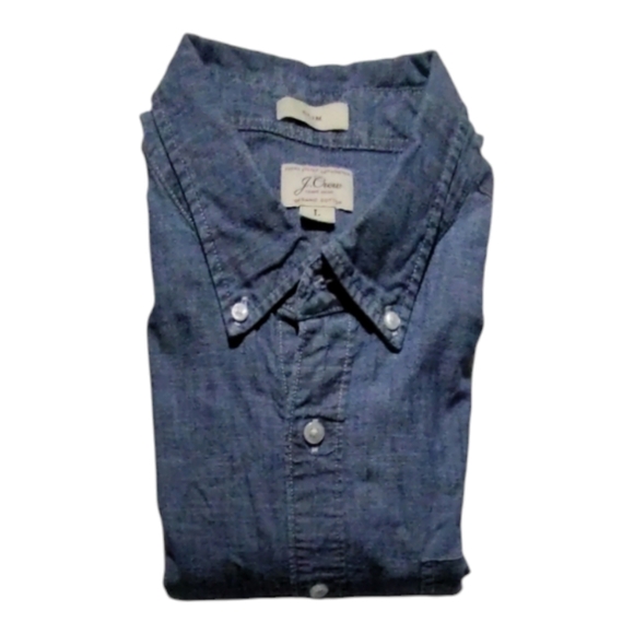 J Crew Shirt Men's L Slim Blue Denim Chambray Long Sleeve Button Down EUC - Picture 4 of 4